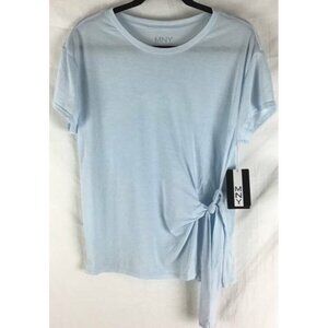 MNY Marc New York Top Medium Blue Scoop Neck Twist Short Sleeves New B36